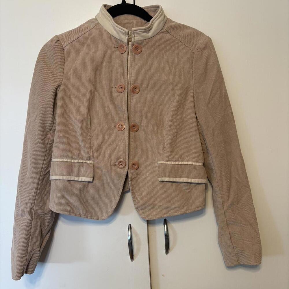 Vintage See by Chloe light brown corduroy jacket with cream lining and buttons
